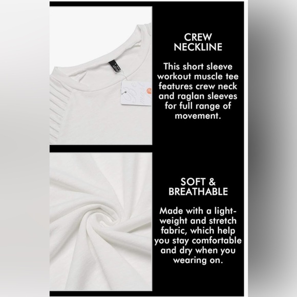 COOFANDY Men's Muscle T-Shirt Pleated Raglan Sleeve Bodybuilding Gym Tee Size M - Picture 6 of 6